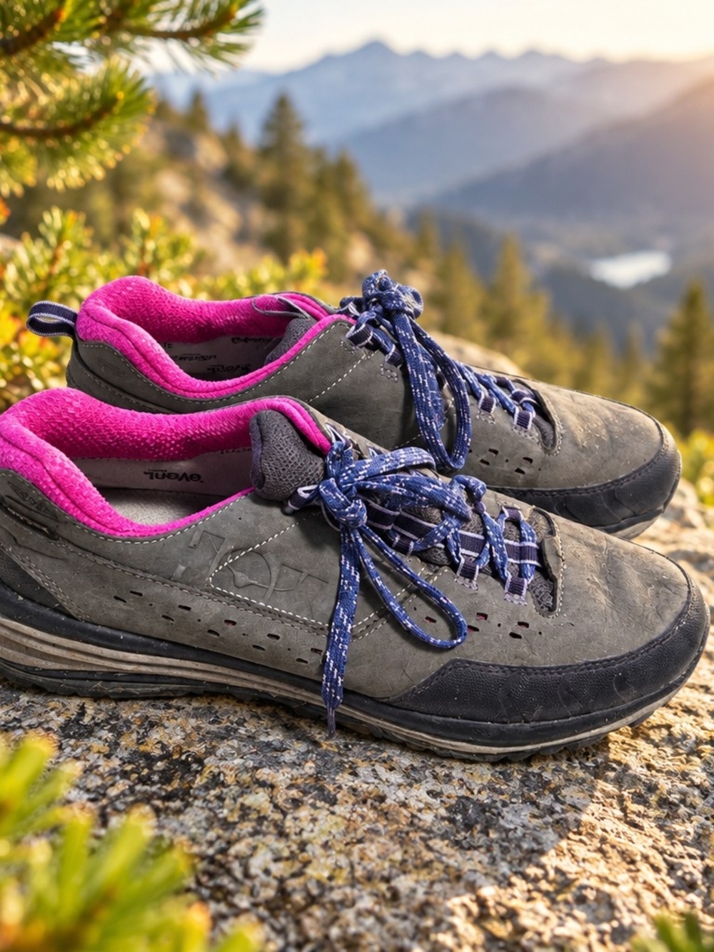 Women's Hoka Gray Hiking Shoes with Pink Lining